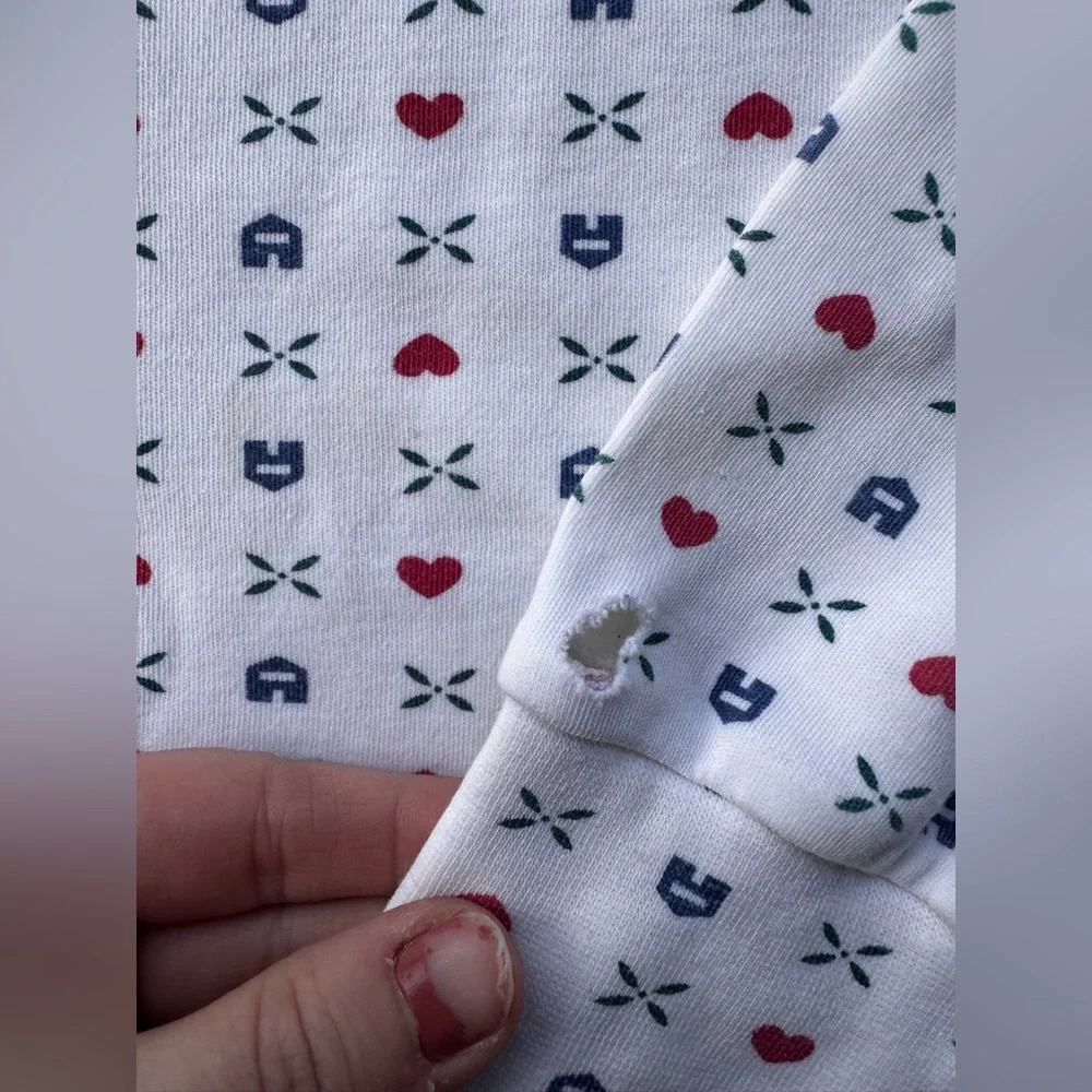 Vintage Eddie Bauer Size M White Turtleneck with Red and Blue cottagecore - Picture 2 of 8